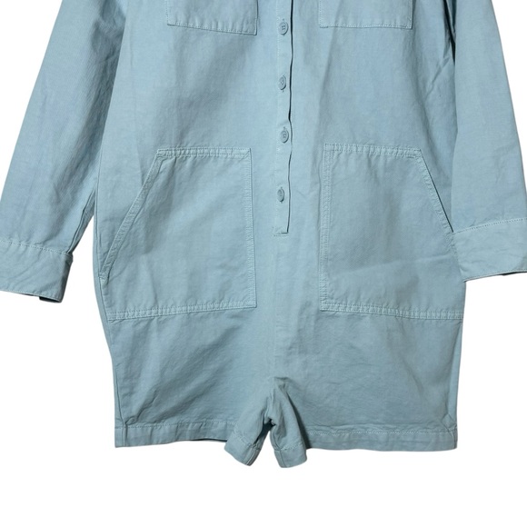 Hatch The Utility Maternity Romper Sky Blue Cotton Linen Size 0 - Picture 7 of 10